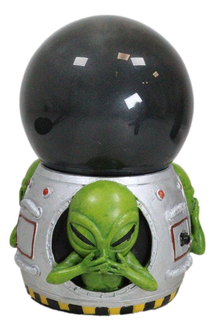 Ebros Gift UFO Spaceship Green Roswell Aliens See Hear Speak No Evil Sandstorm Ball Decor
