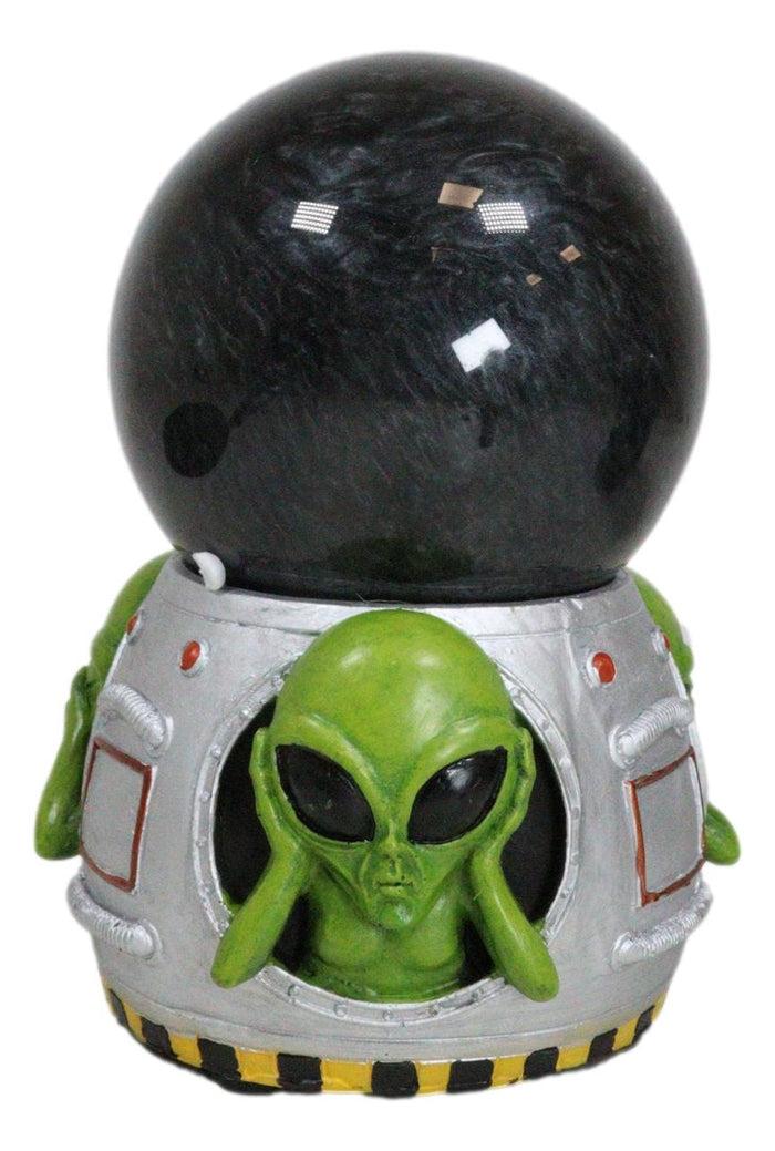 ebros gift UFO Spaceship Green Roswell Aliens See Hear Speak No Evil Sandstorm Ball Decor