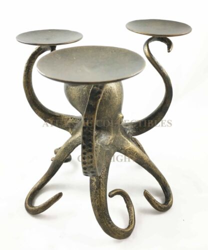 Ebros Gift Uncharted Waters Ocean Giant Kraken Octopus Trio Candleholder Aluminum Figurine