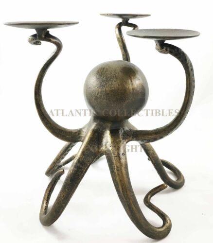 Ebros Gift Uncharted Waters Ocean Giant Kraken Octopus Trio Candleholder Aluminum Figurine