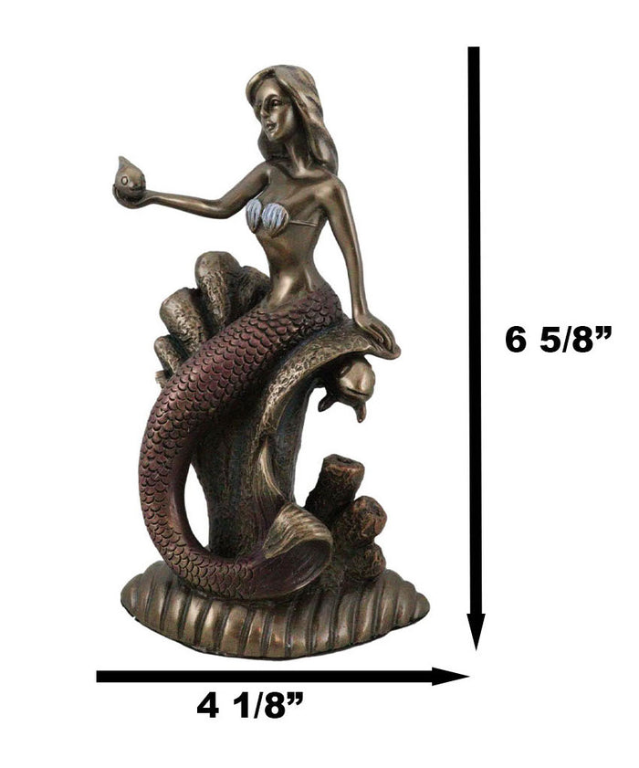 Ebros Gift Under The Sea Mermaid Holding Sconce Sitting On Giant Coral Reef Throne Statue