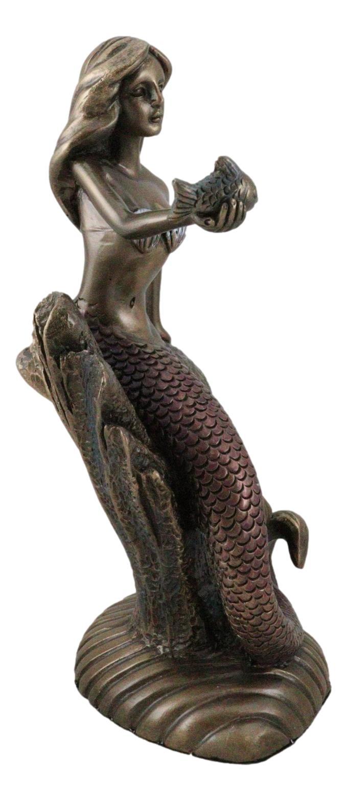 Ebros Gift Under The Sea Mermaid Holding Sconce Sitting On Giant Coral Reef Throne Statue