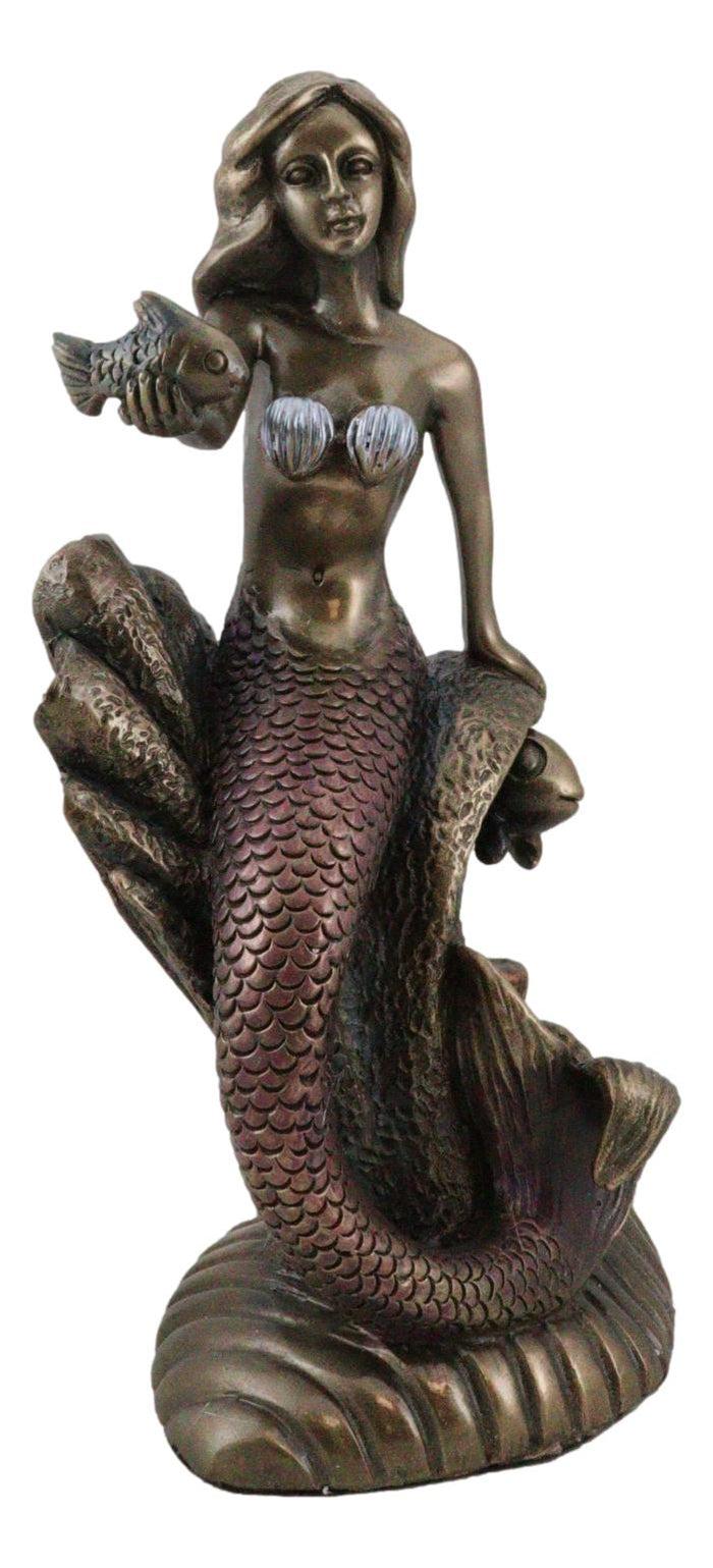 Ebros Gift Under The Sea Mermaid Holding Sconce Sitting On Giant Coral Reef Throne Statue