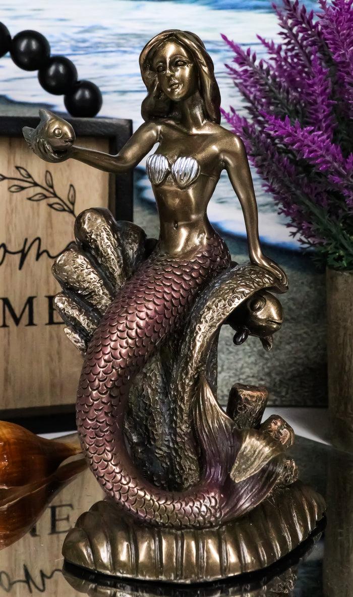 ebros gift Under The Sea Mermaid Holding Sconce Sitting On Giant Coral Reef Throne Statue