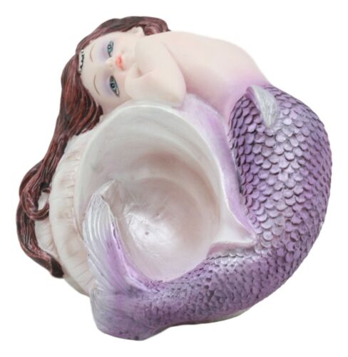 Ebros Gift Under The Sea Purple Tailed Mermaid Hugging Giant Sconce Shell Figurine 4.75"L