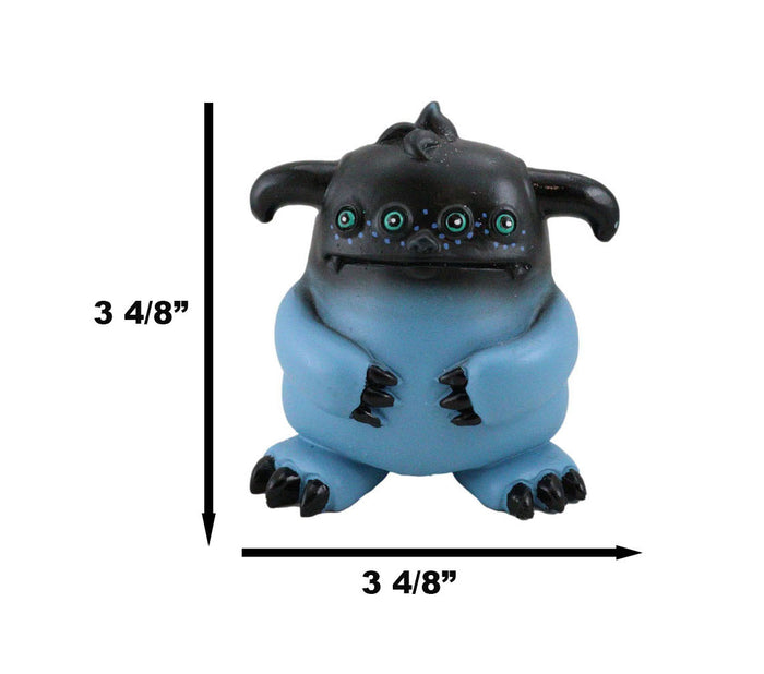Ebros Gift Underbedz Blue Black Zorg The 4 Eyed Alien Monster With Droopy Horns Figurine