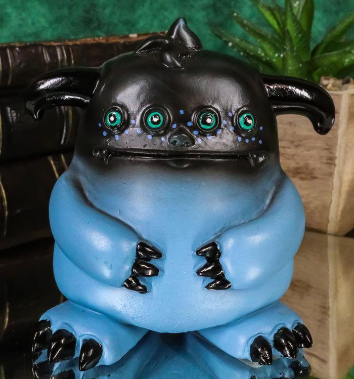 ebros gift Underbedz Blue Black Zorg The 4 Eyed Alien Monster With Droopy Horns Figurine