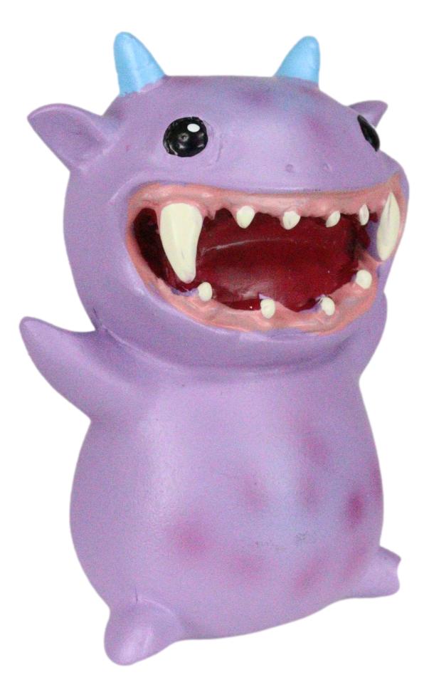Ebros Gift Underbedz Blue Horned Toothed Purple Polkadot GuGu Monster Small Figurine