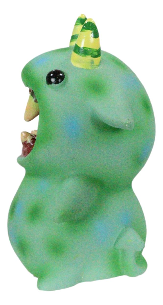 Ebros Gift Underbedz Mogu Mogu Green Alien Monster With Striped Horns Pudgy Belly Figurine