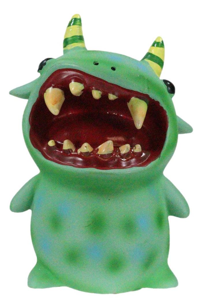 Ebros Gift Underbedz Mogu Mogu Green Alien Monster With Striped Horns Pudgy Belly Figurine