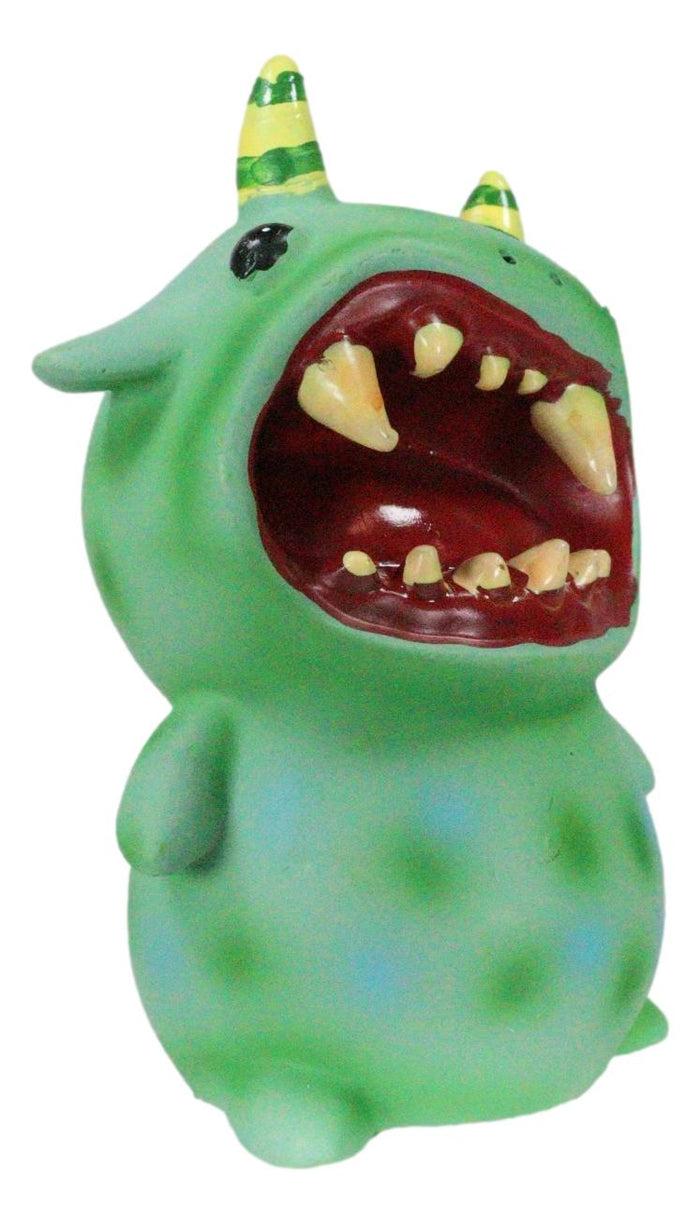 Ebros Gift Underbedz Mogu Mogu Green Alien Monster With Striped Horns Pudgy Belly Figurine