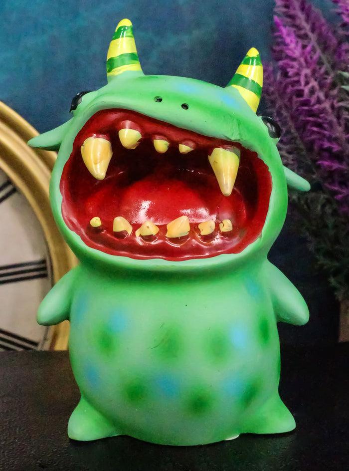 ebros gift Underbedz Mogu Mogu Green Alien Monster With Striped Horns Pudgy Belly Figurine