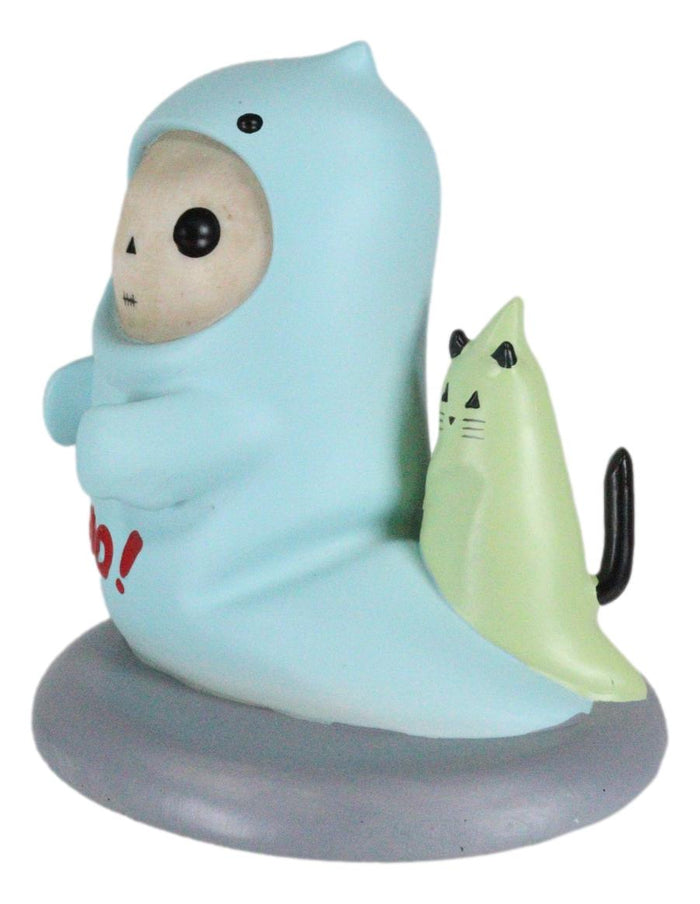 Ebros Gift Unfortunate Lucky The Skeleton Boy Dressed In Boo Ghost Halloween Figurine