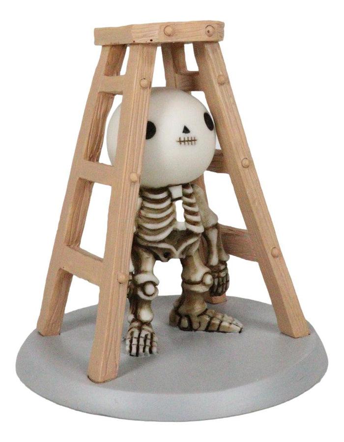 Ebros Gift Unfortunate Lucky The Skeleton Pinched And Stuck Under A Ladder Figurine 4"H