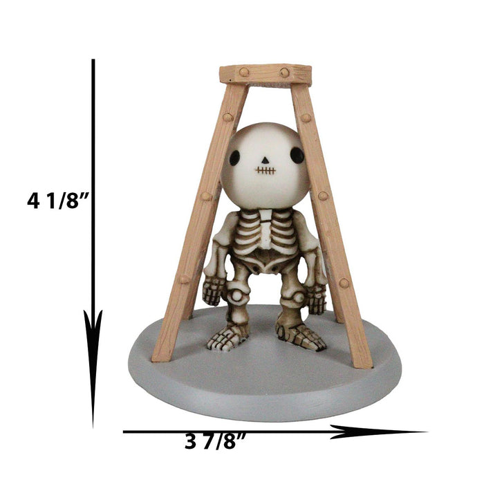 Ebros Gift Unfortunate Lucky The Skeleton Pinched And Stuck Under A Ladder Figurine 4"H
