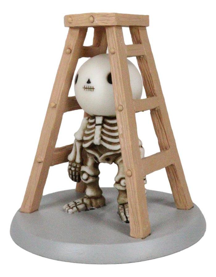 Ebros Gift Unfortunate Lucky The Skeleton Pinched And Stuck Under A Ladder Figurine 4"H