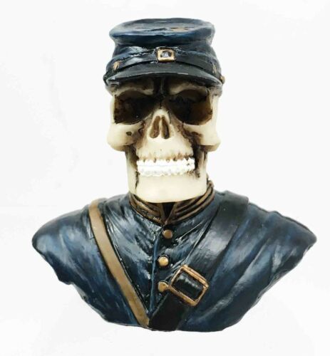 Ebros Gift Union North Army Civil War Skeleton Skull Bust Figurine Sculpture Soldier