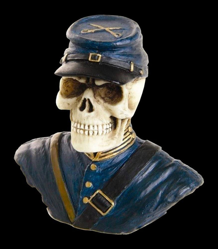 Ebros Gift Union North Army Civil War Skeleton Skull Bust Figurine Sculpture Soldier