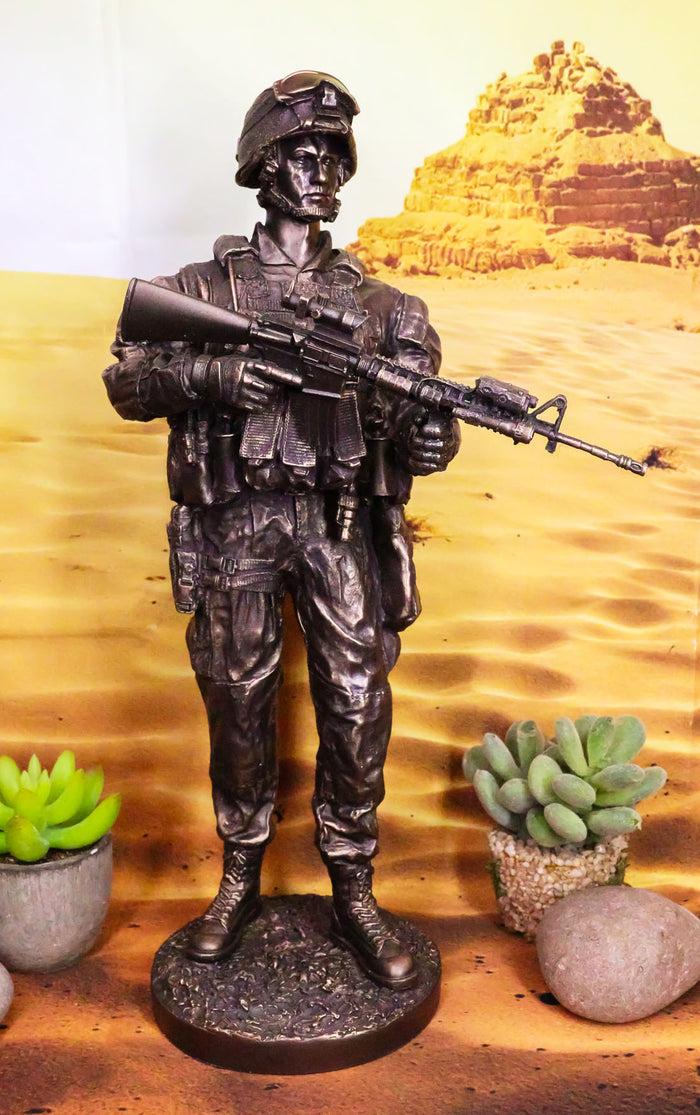 ebros gift US Military War Soldier Marine Rifleman On Guard Statue 13.5"Tall Infantry Unit