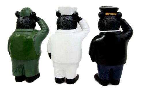 Ebros Gift USA Sailor Pilot & Admiral Saluting Bear Figurine Uniformed Service Bears 5" H