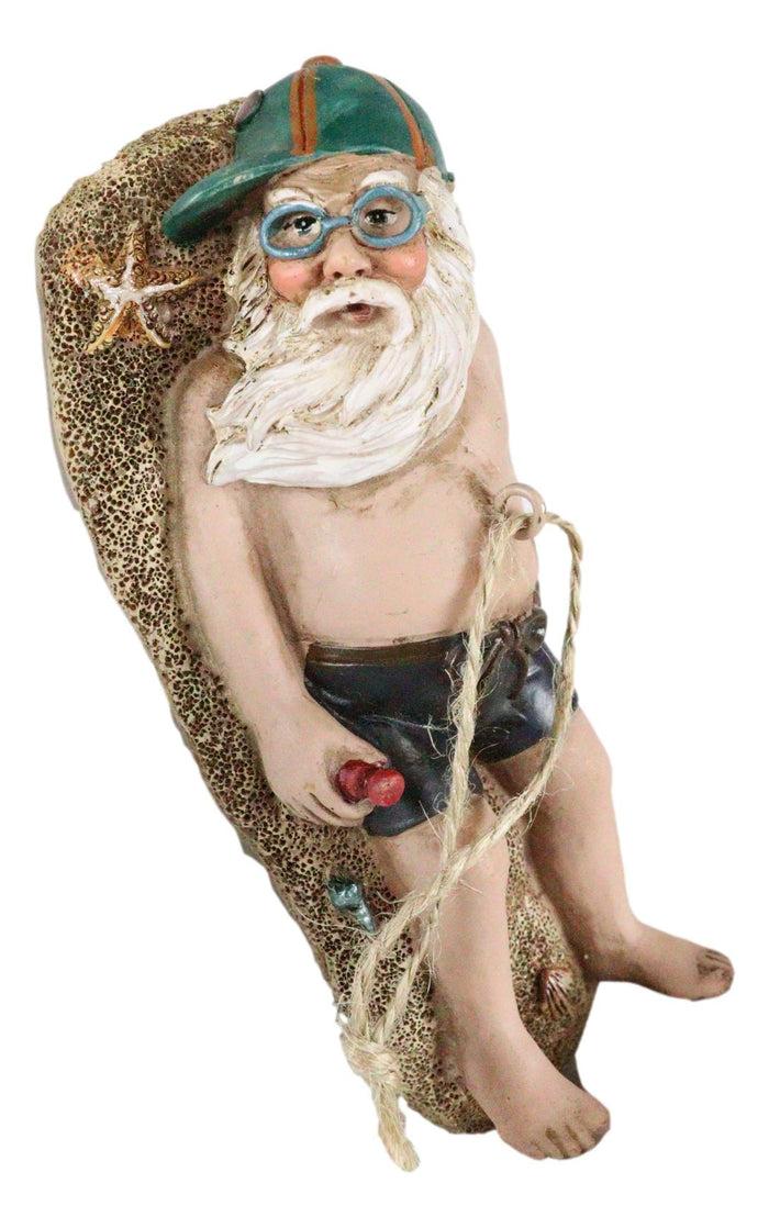 Ebros Gift Vacation Santa Claus In Swim Trunks Beach Sunbathing Christmas Tree Ornament