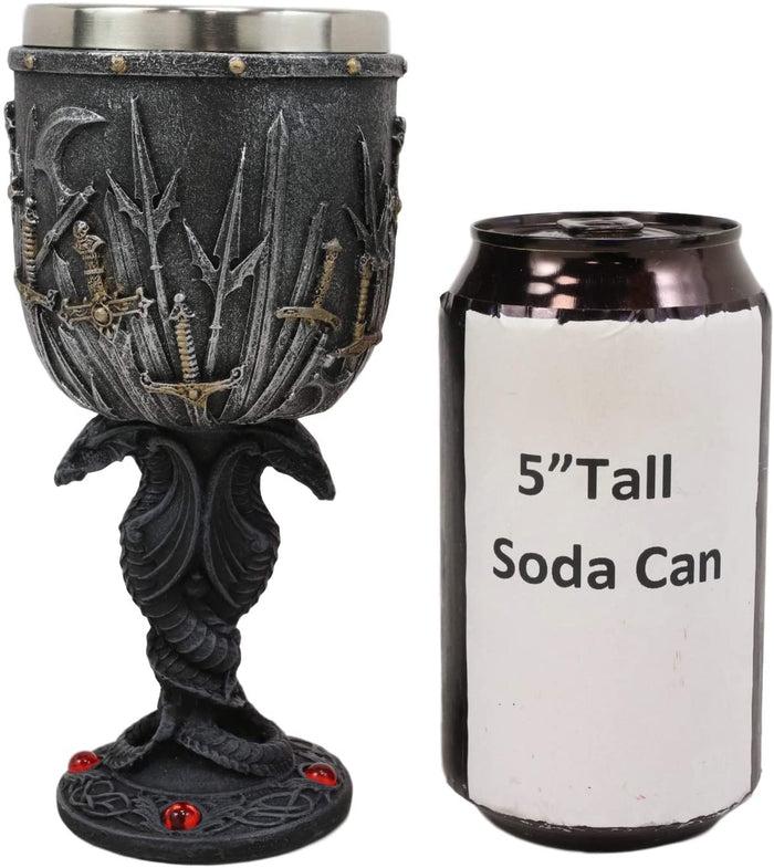 Ebros Gift Valyrian Steel Swords And Armory With Entwined Double Dragons Wine Goblet 6oz