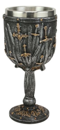 ebros gift Valyrian Steel Swords And Armory With Excalibur Sword Hilt Stem Wine Goblet 6oz