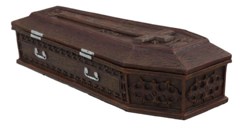 Ebros Gift Vampire Dracula Coffin Jewelry Box Rest In Peace Casket Trinket Box Figurine 8"L