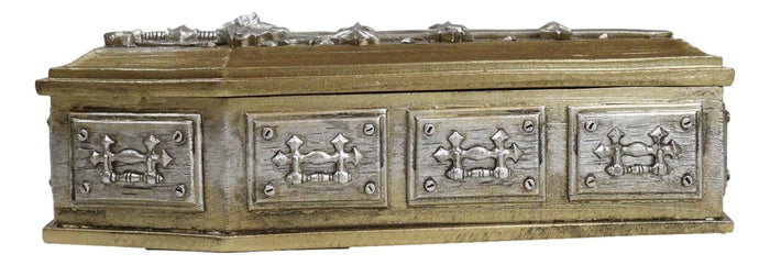 Ebros Gift Vampire Dracula Nosferatu Figurine With Bat Moon Sword Coffin Casket Box Set