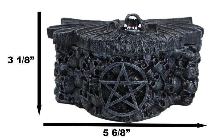 Ebros Gift Vampire Nosferatu Bat Circle Pentagram Star With Skulls Graveyard Decorative Box