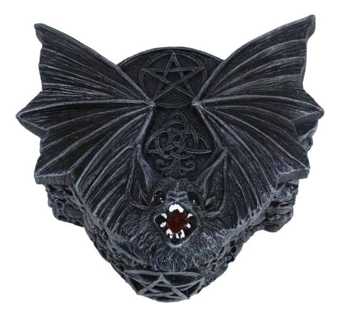 Ebros Gift Vampire Nosferatu Bat Circle Pentagram Star With Skulls Graveyard Decorative Box