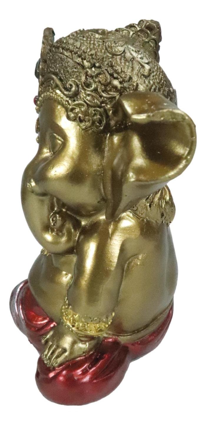 Ebros Gift Vastu Hindu Elephant God Baby Ganesha Ganapati Holding Lotus Flower Figurine