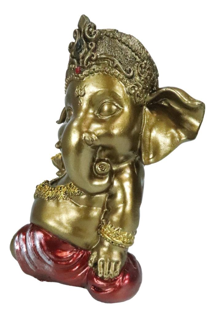 Ebros Gift Vastu Hindu Elephant God Baby Ganesha Ganapati Holding Lotus Flower Figurine