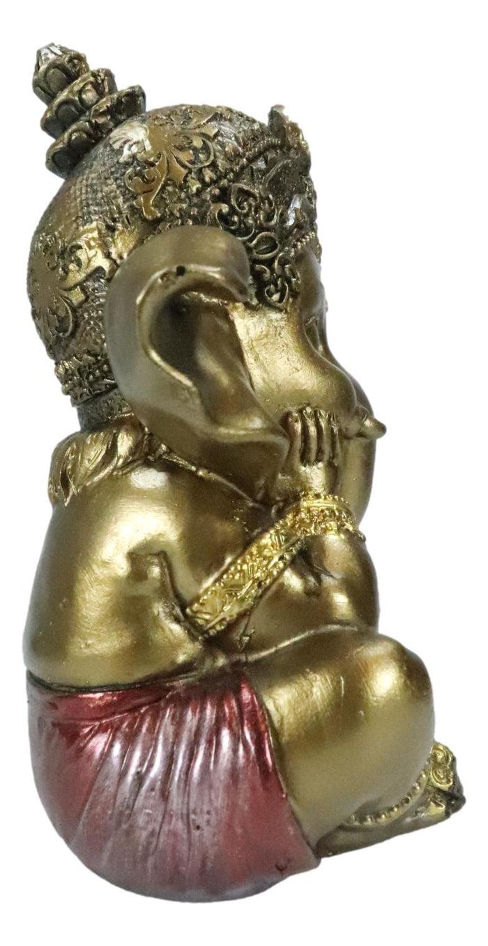 Ebros Gift Vastu Hindu Elephant God Baby Ganesha Ganapati With Hands On Cheek Figurine