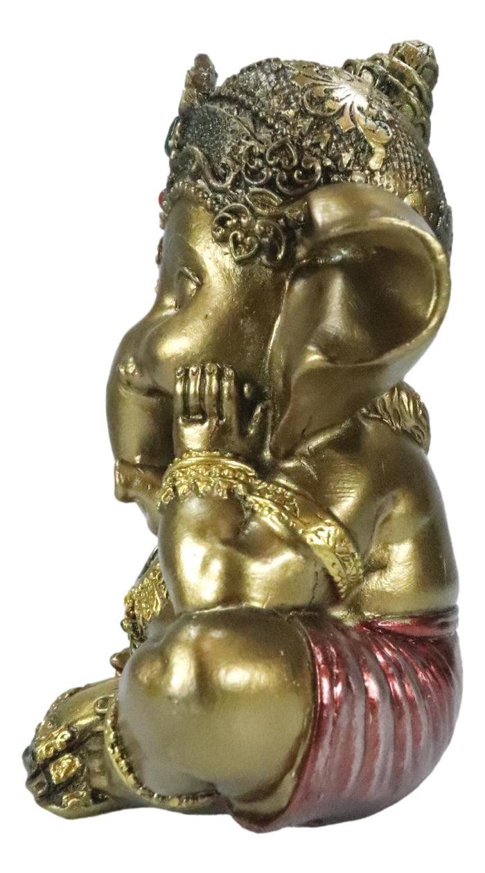 Ebros Gift Vastu Hindu Elephant God Baby Ganesha Ganapati With Hands On Cheek Figurine