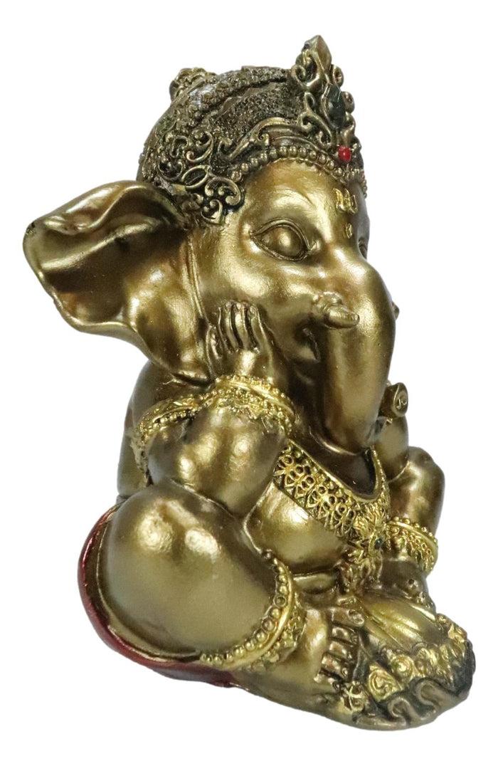 Ebros Gift Vastu Hindu Elephant God Baby Ganesha Ganapati With Hands On Cheek Figurine