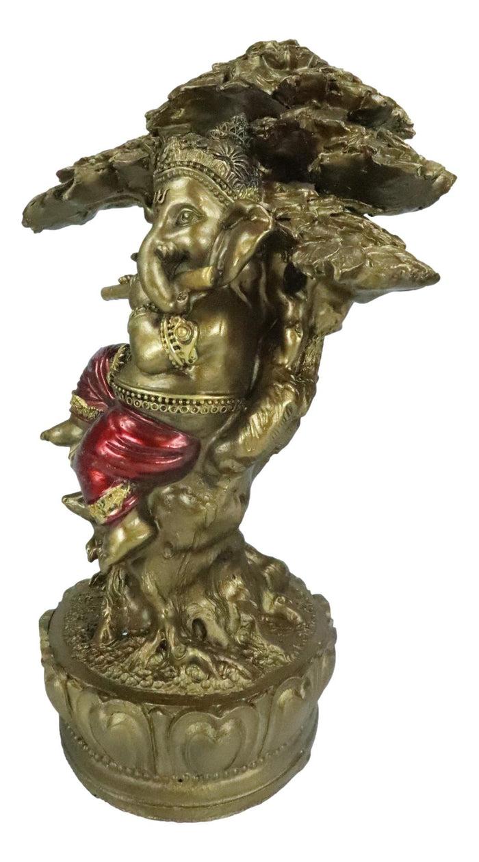Ebros Gift Vastu Hindu God Ganesha Ganapati Playing Flute On Tree Of Life By Mouse Figurine