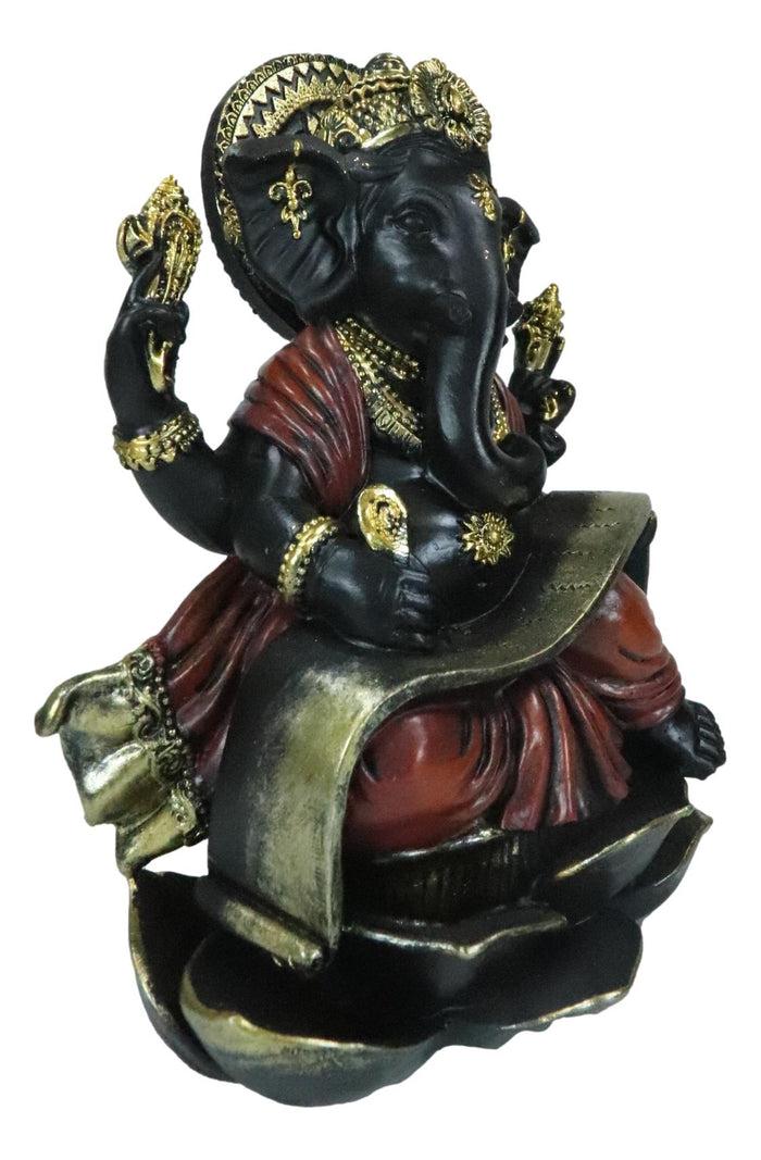 Ebros Gift Vastu Hindu God Ganesha Ganapati Seated On Lotus Writing Mahabharata Figurine