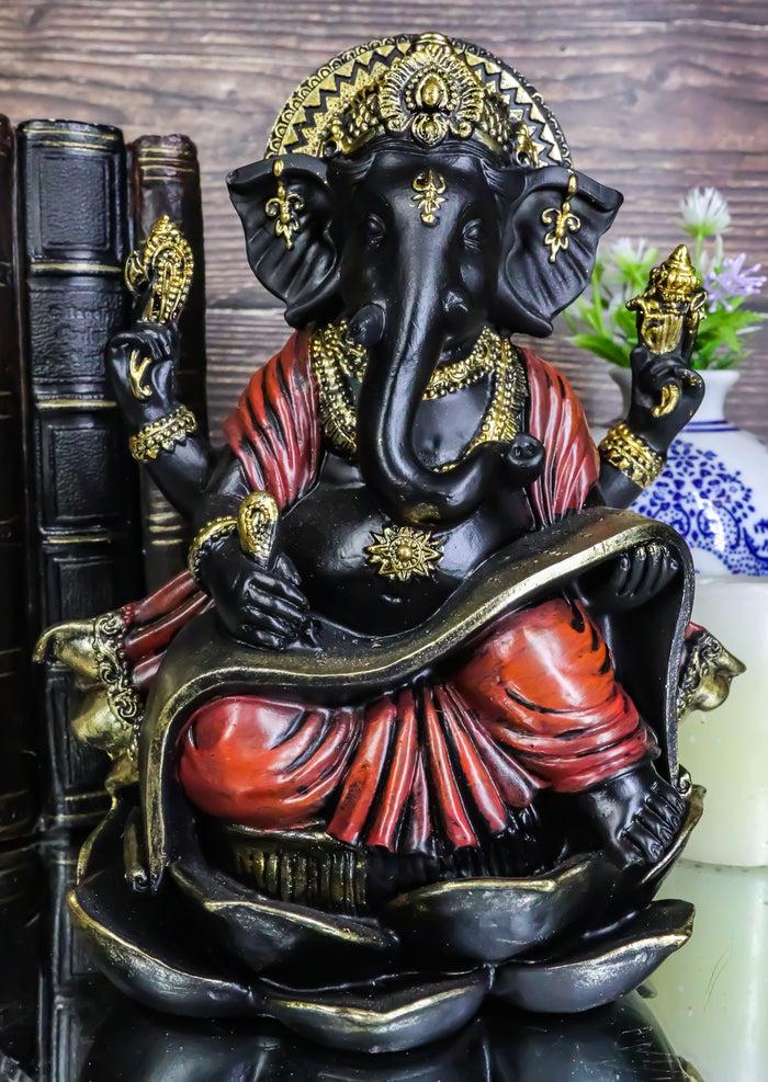 ebros gift Vastu Hindu God Ganesha Ganapati Seated On Lotus Writing Mahabharata Figurine