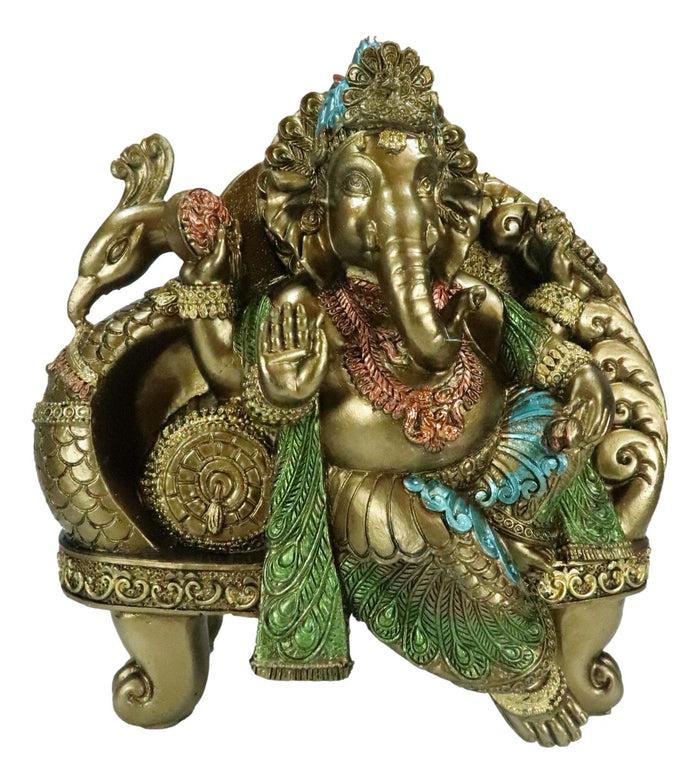 Ebros Gift Vastu Hindu God Ganesha Ganapati Seated On Peacock Bird Train Throne Figurine