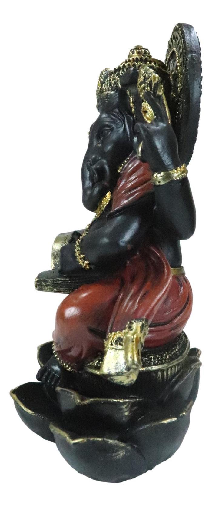Ebros Gift Vastu Hindu God Ganesha Seated On Lotus Writing Mahabharata Scrolls Figurine