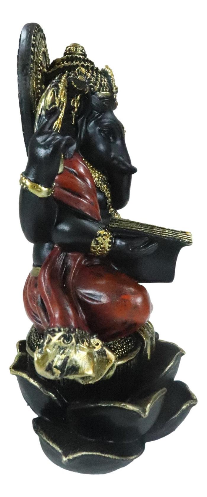 Ebros Gift Vastu Hindu God Ganesha Seated On Lotus Writing Mahabharata Scrolls Figurine