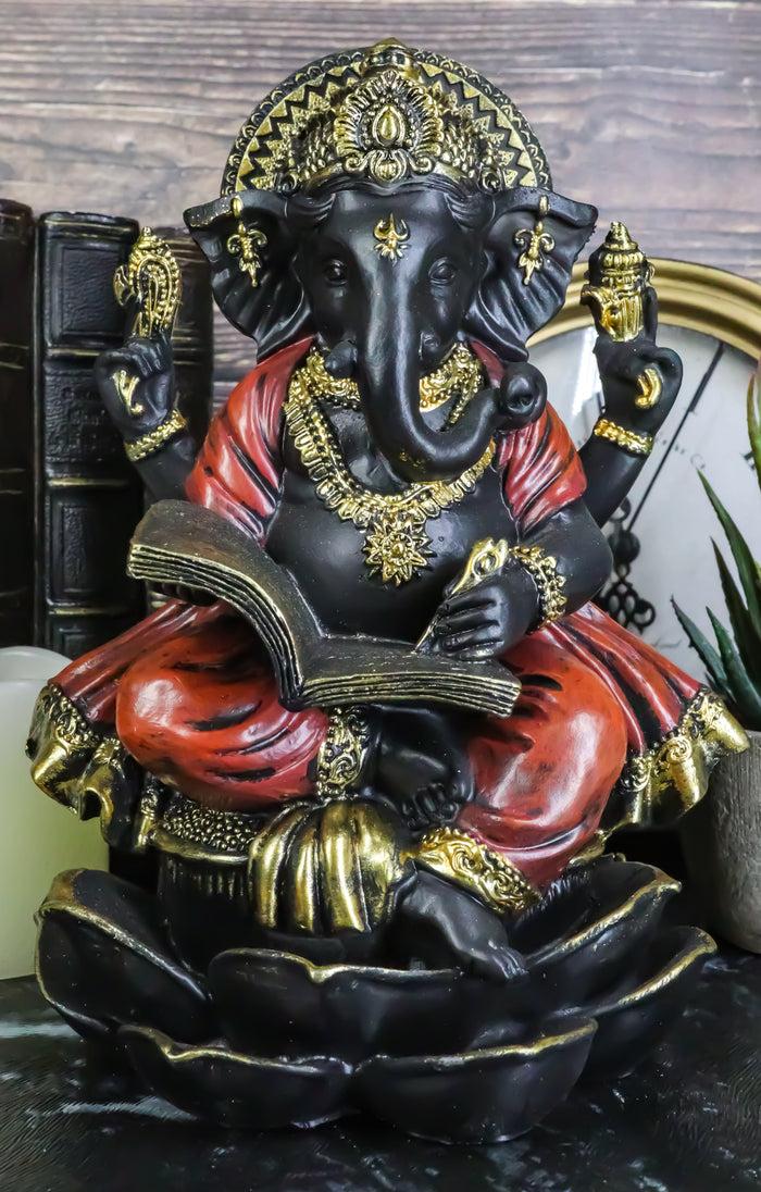 ebros gift Vastu Hindu God Ganesha Seated On Lotus Writing Mahabharata Scrolls Figurine