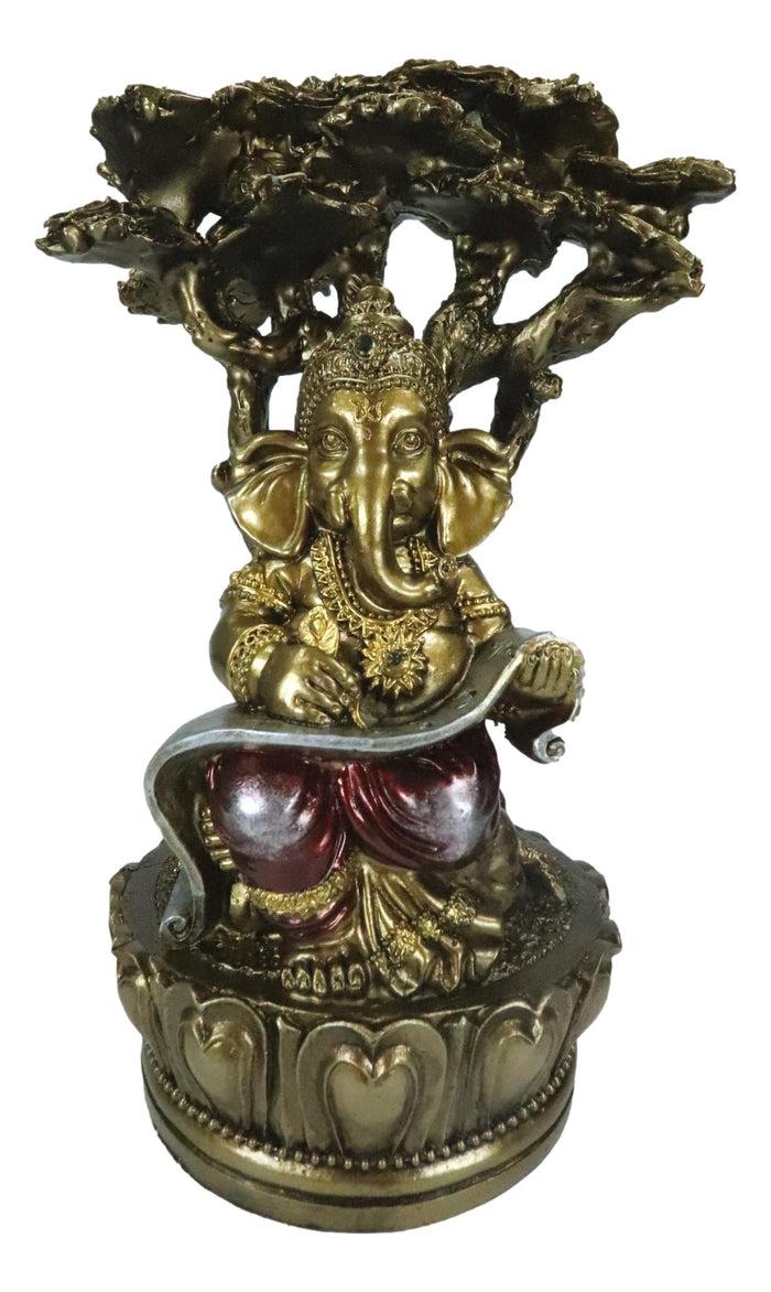 Ebros Gift Vastu Hindu God Ganesha Writing Mahabharata Scrolls By Tree Of Life Figurine