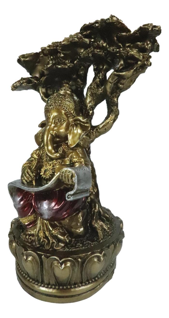 Ebros Gift Vastu Hindu God Ganesha Writing Mahabharata Scrolls By Tree Of Life Figurine