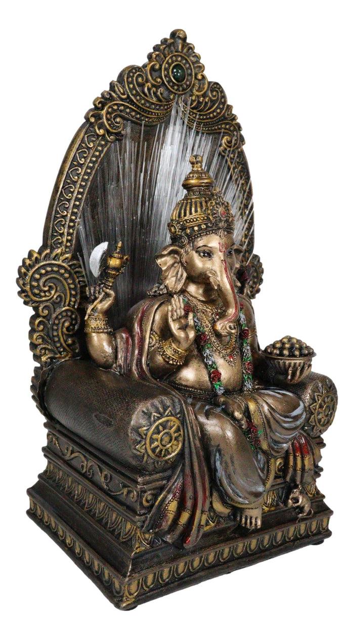 Ebros Gift Vastu Hindu God Of Success Ganesha On Throne Figurine With Fiber Optics Light