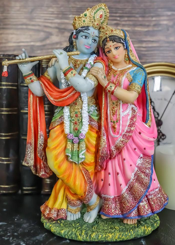 ebros gift Vedic Radha And Krishna Statue Avatar Of Vishnu Shakti God's Divine Love 8"H