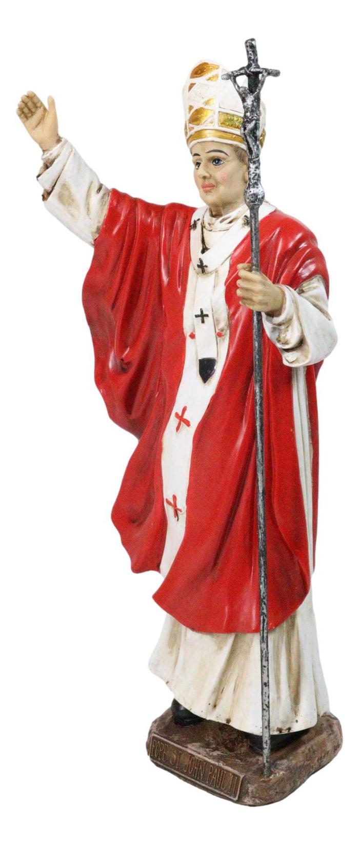 Ebros Gift Venerable Pontiff Pope Saint John Paul II Holding Papal Ferula Crucifix Figurine