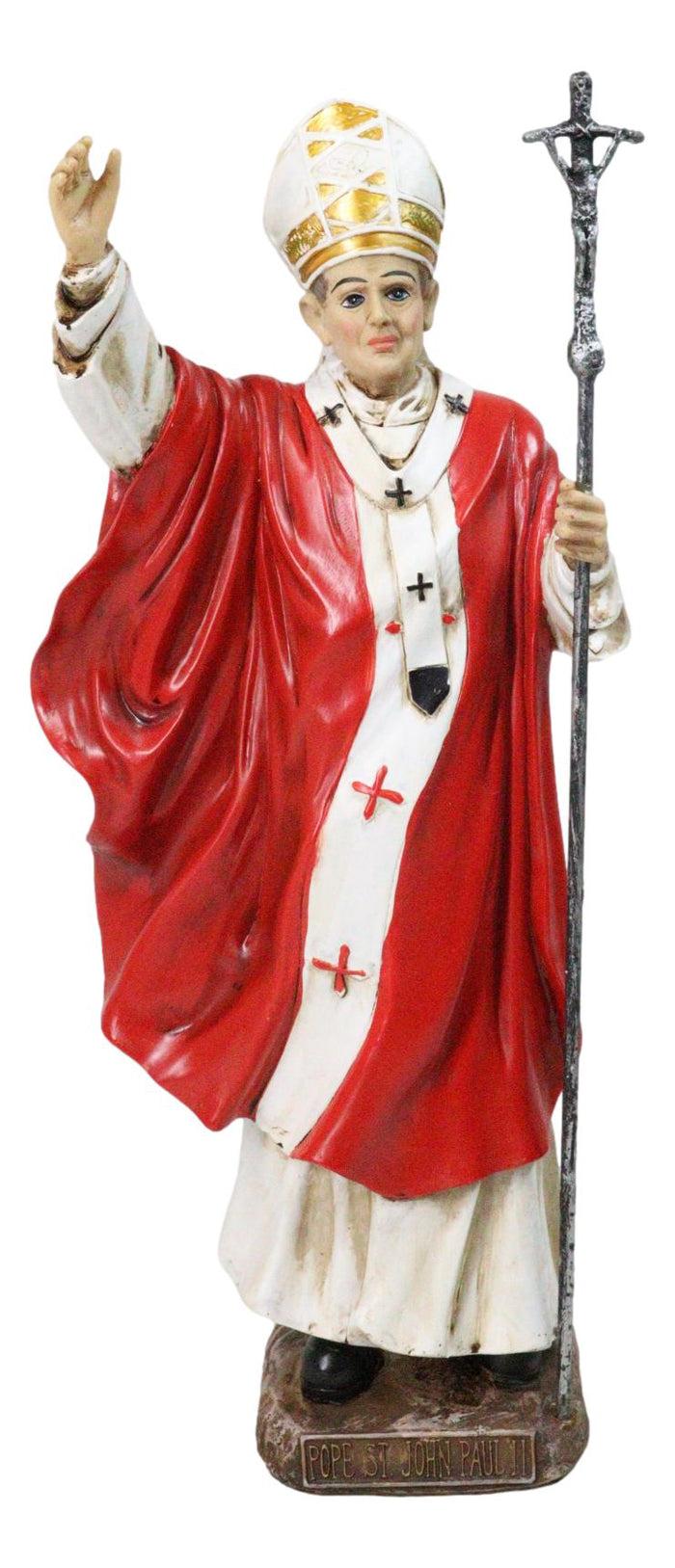 ebros gift Venerable Pontiff Pope Saint John Paul II Holding Papal Ferula Crucifix Figurine