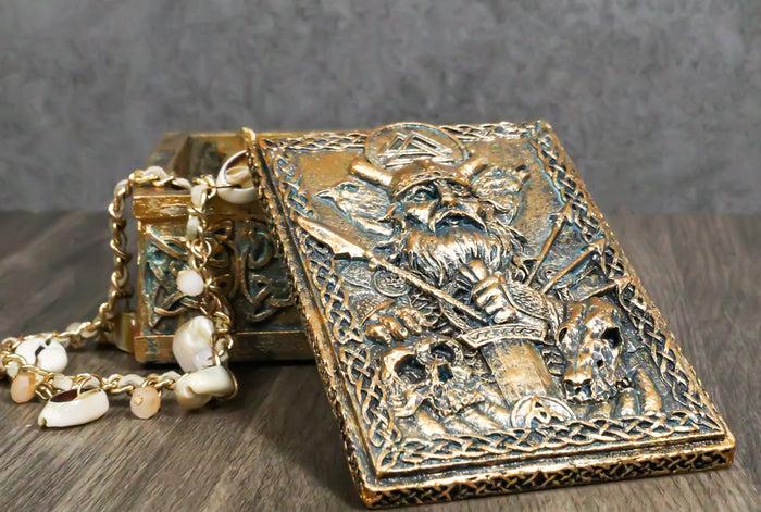 ebros gift Viking Chief God Odin The All Father With Ravens Arrows War Trinket Box Figurine